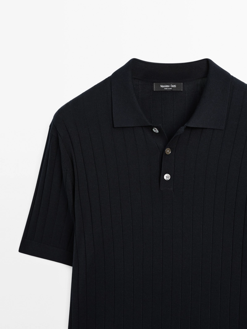 Поло из ребристого трикотажа massimo dutti