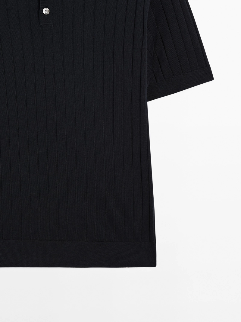 Поло из ребристого трикотажа massimo dutti