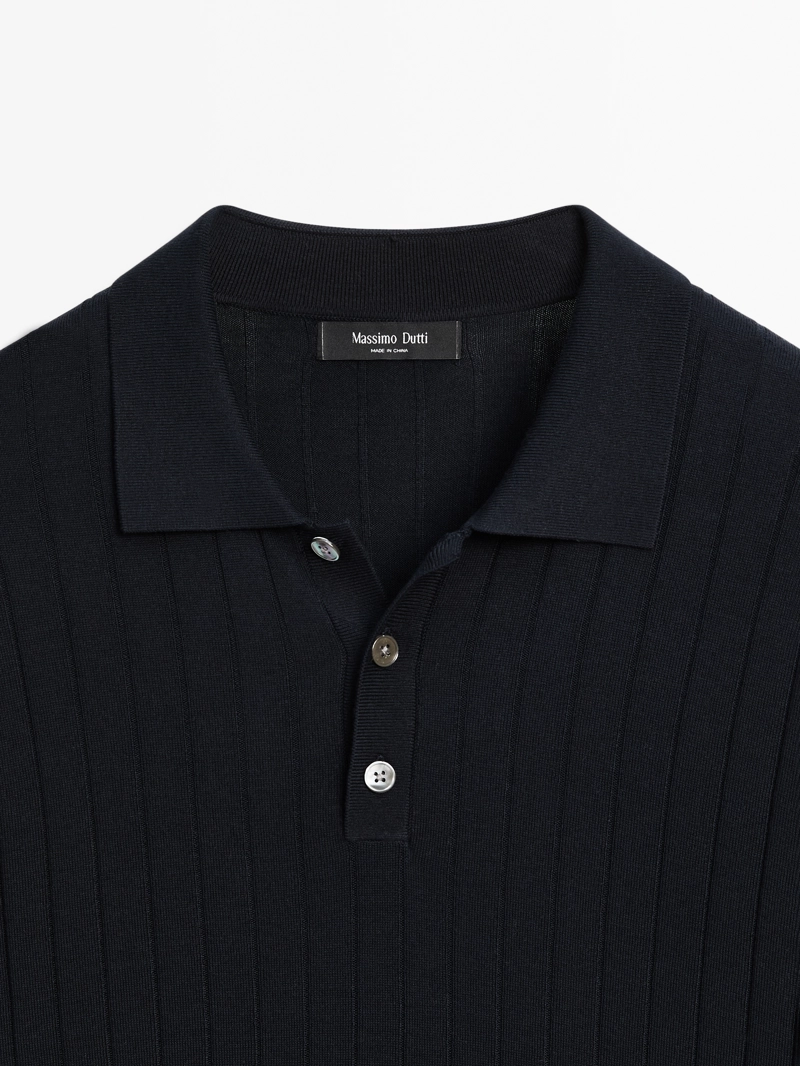 Поло из ребристого трикотажа massimo dutti