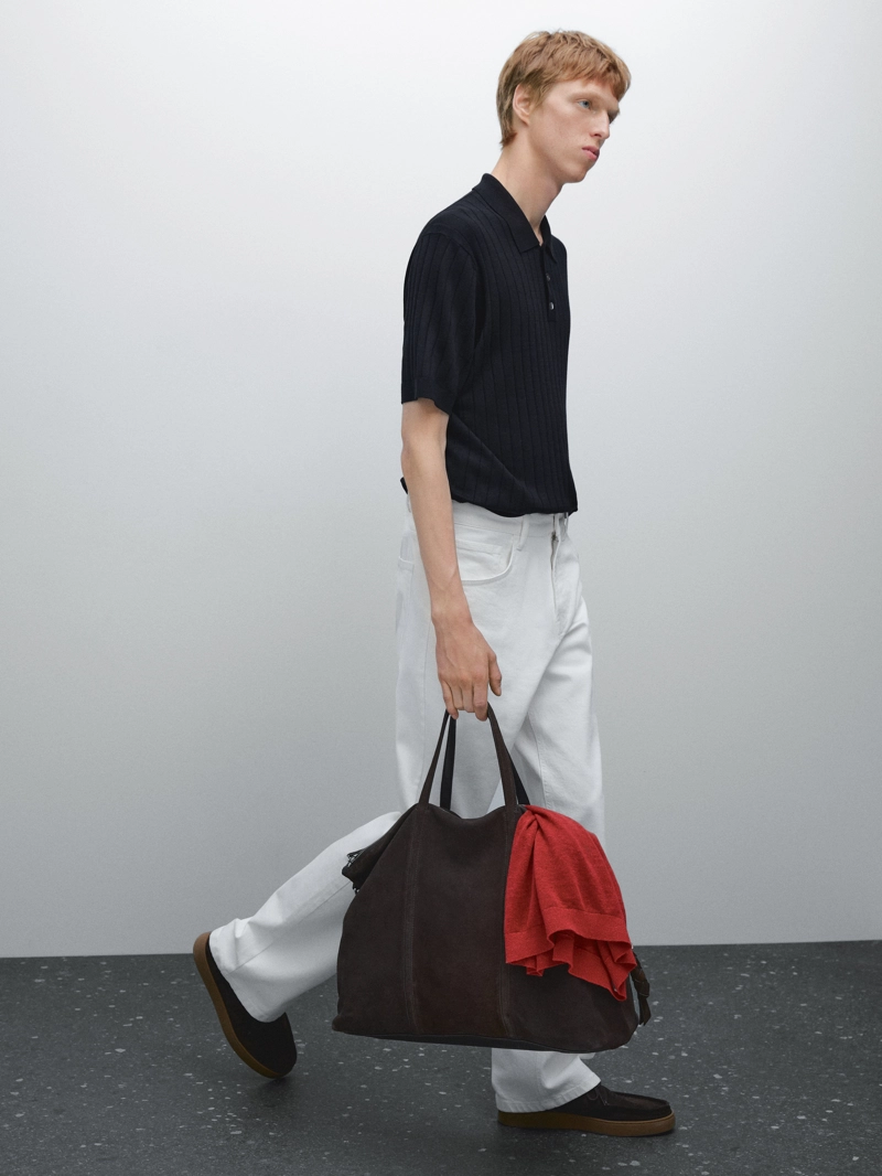 Поло из ребристого трикотажа massimo dutti