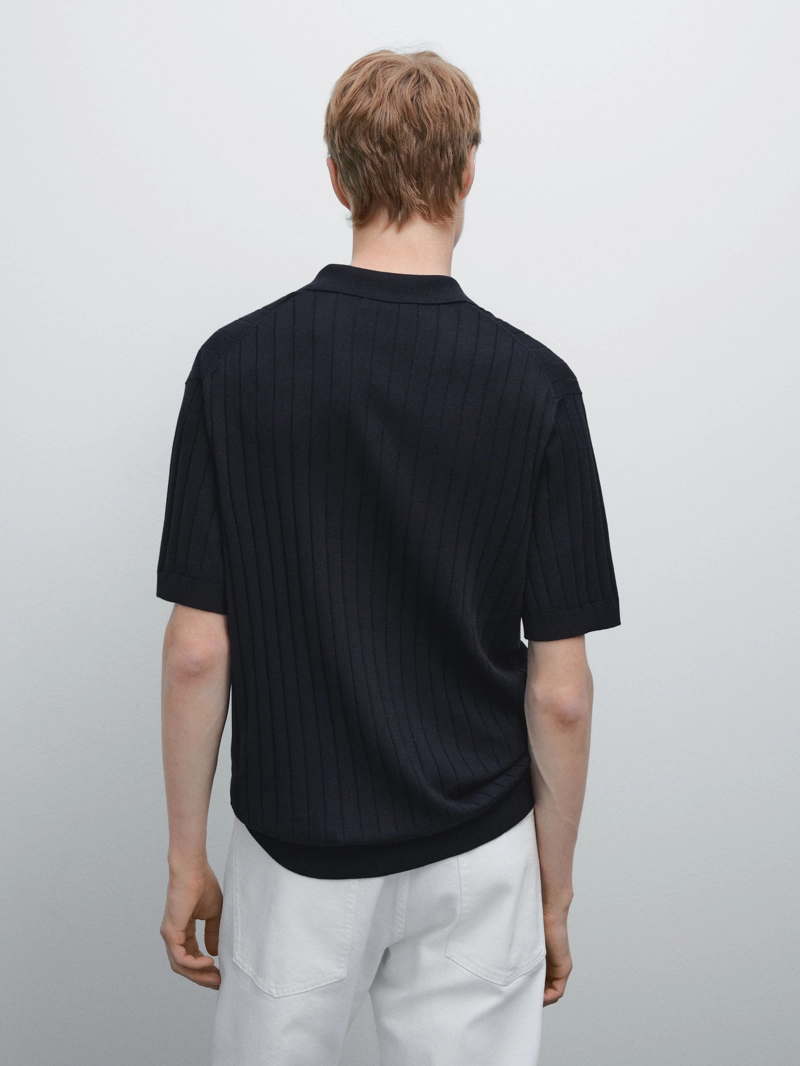 Поло из ребристого трикотажа massimo dutti