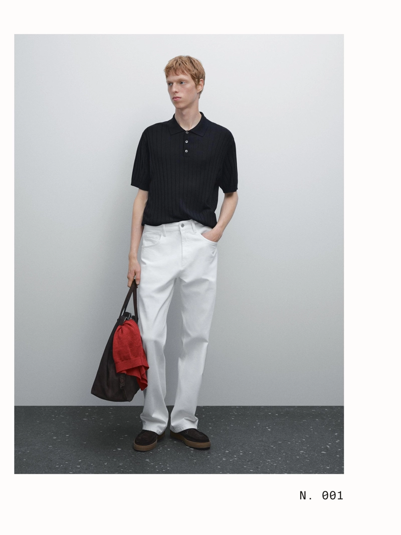 Поло из ребристого трикотажа massimo dutti