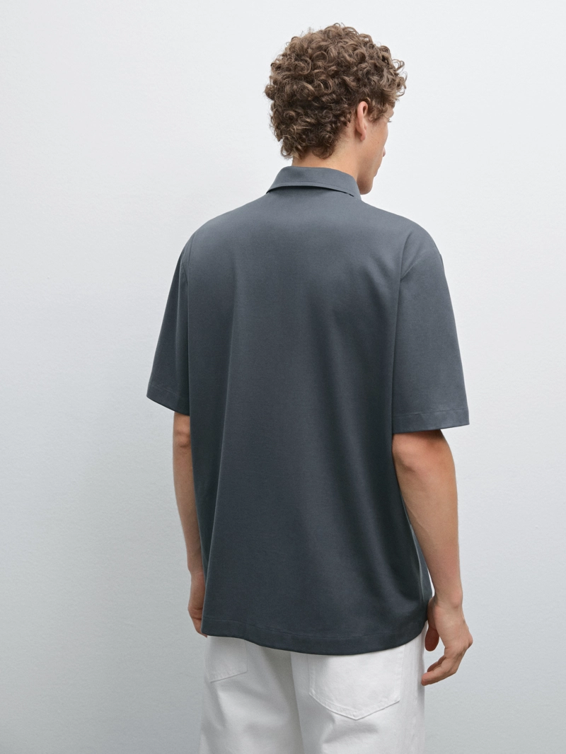 Поло из хлопкового смесового материала slim fit