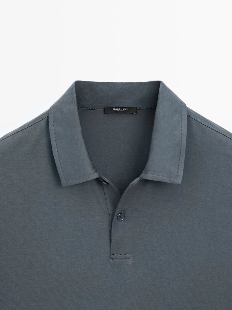 Поло из хлопкового смесового материала slim fit