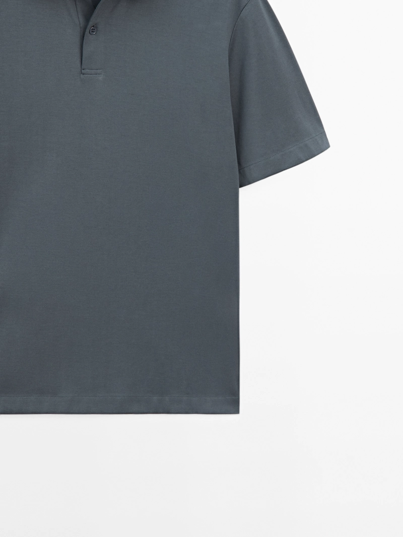 Поло из хлопкового смесового материала slim fit