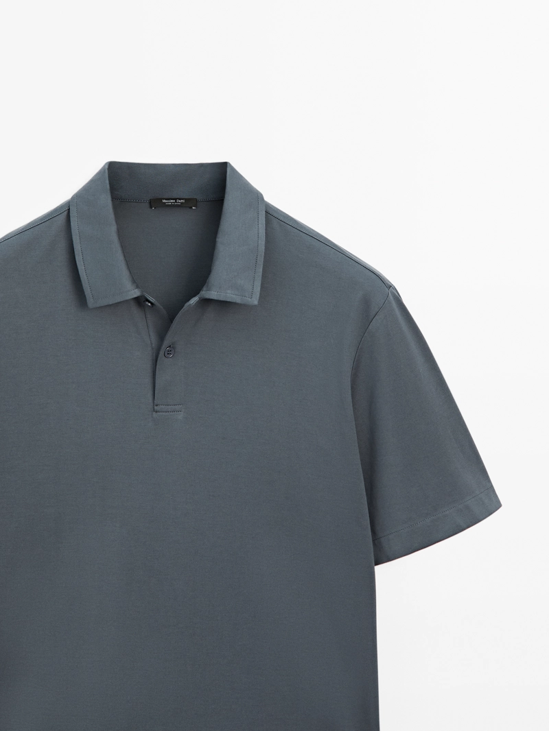 Поло из хлопкового смесового материала slim fit