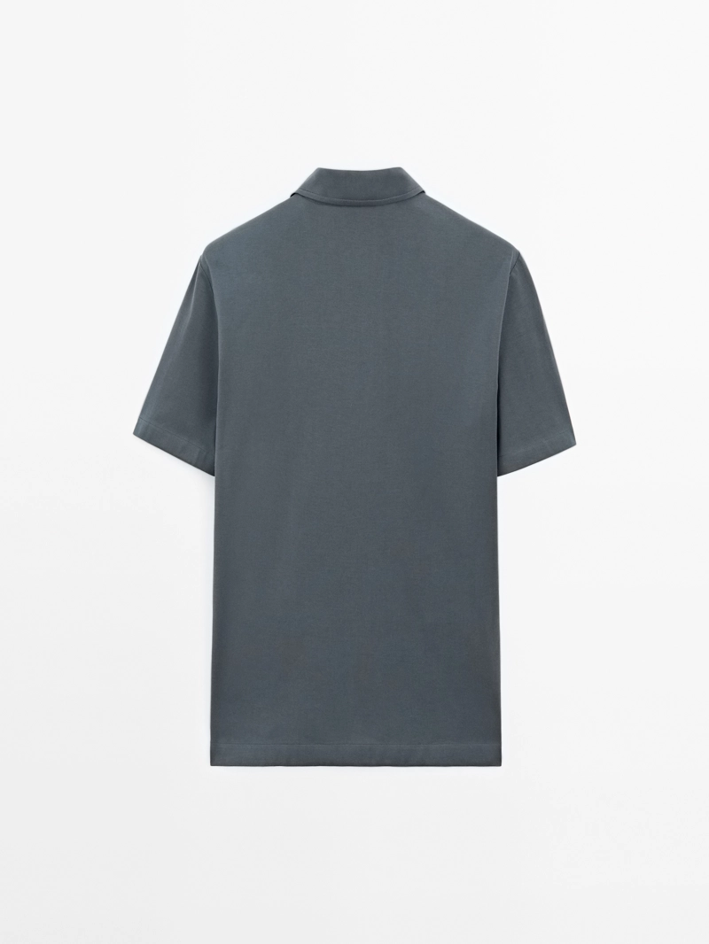Поло из хлопкового смесового материала slim fit