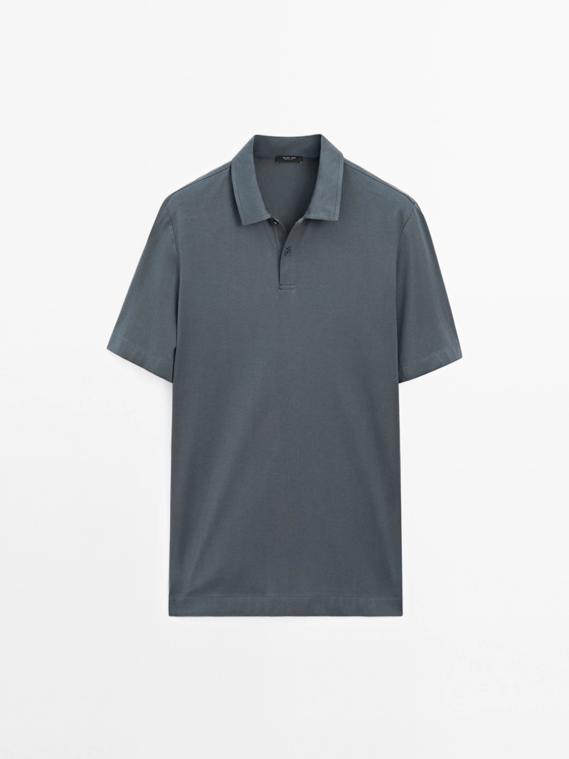 Поло из хлопкового смесового материала slim fit