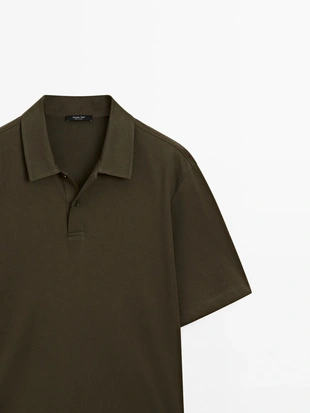 Поло из хлопкового смесового материала в облегающем фасоне- Заказать в России