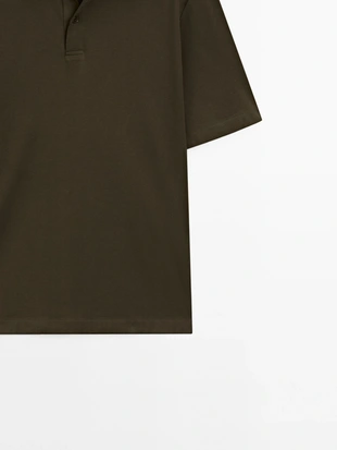 Поло из хлопкового смесового материала в облегающем фасоне- Заказать в России