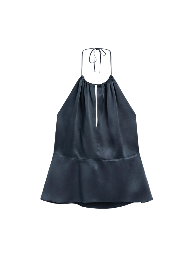 Топ на шее из жидкого атласа