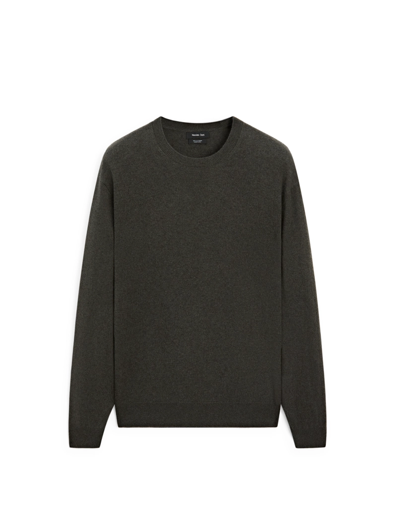 Кашемировый трикотажный свитер с круглым вырезом