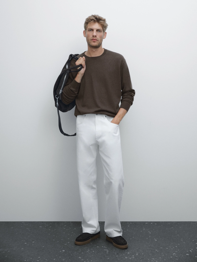 Джемпер из кашемира с круглым вырезом