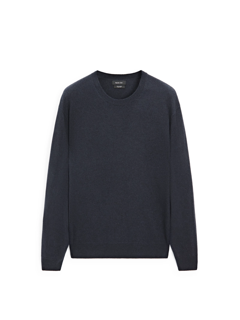 Кашемировый вязаный свитер с круглым вырезом