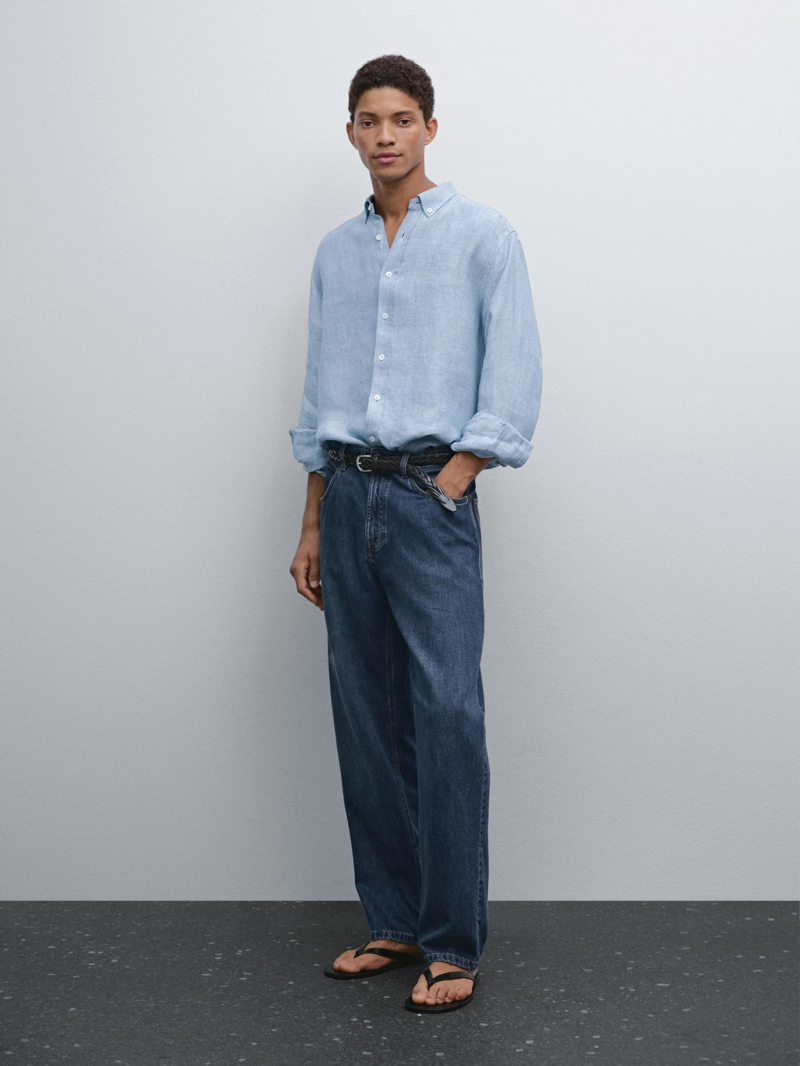 Рубашка regular fit из 100% льна
