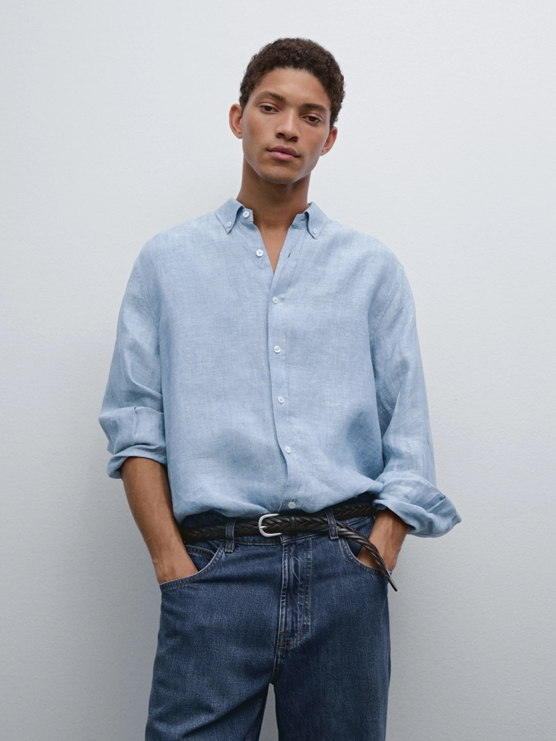 Рубашка regular fit из 100% льна