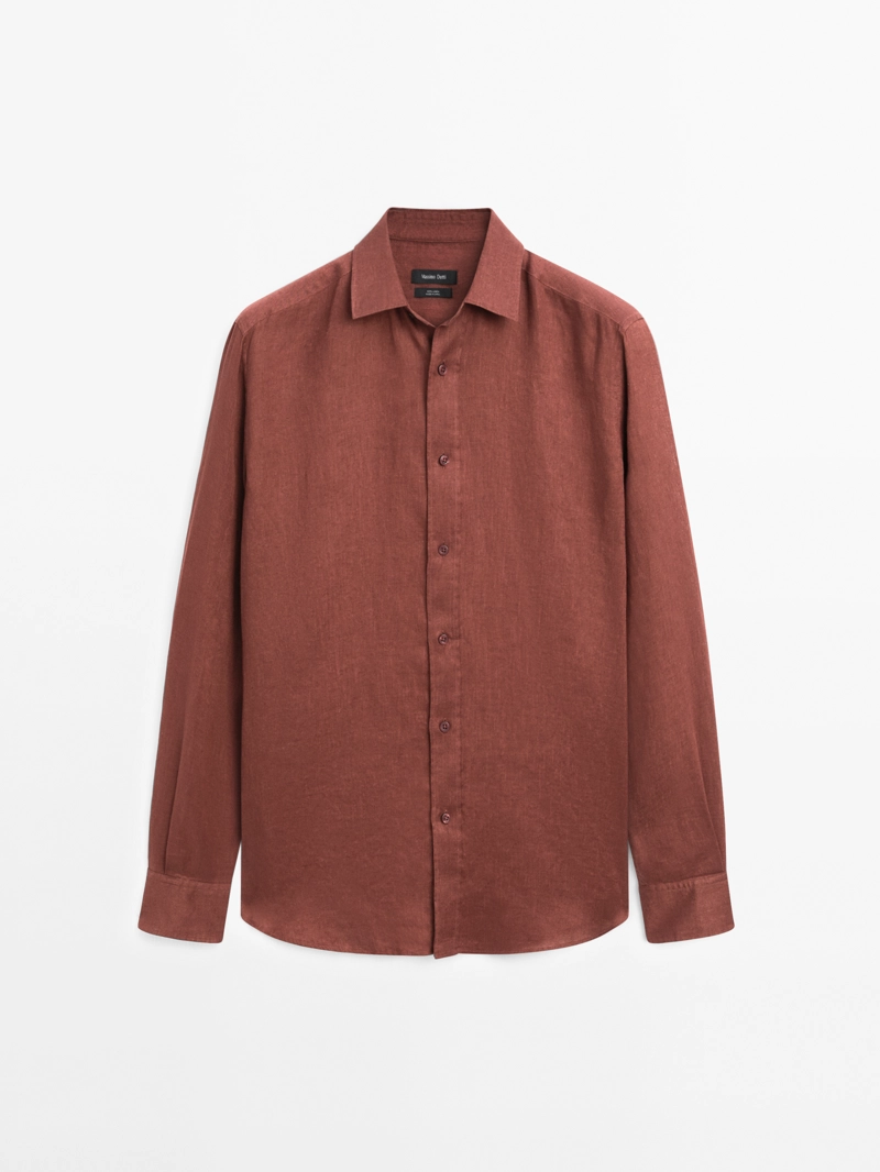 Рубашка slim fit из 100% льна