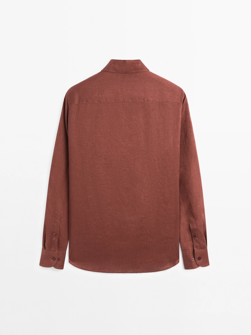 Рубашка slim fit из 100% льна