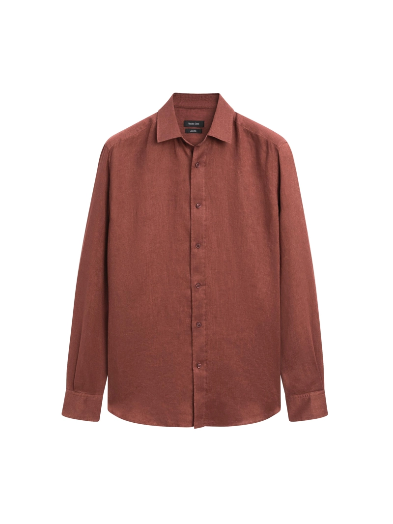 Рубашка slim fit из 100% льна