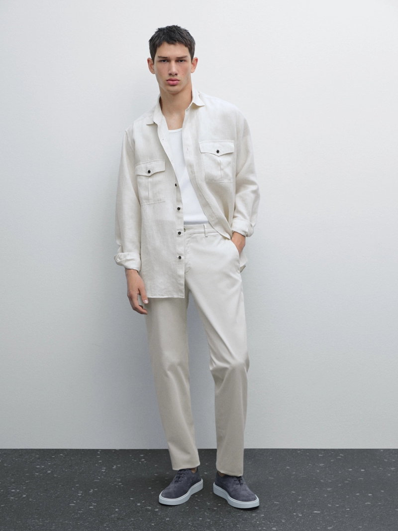Брюки из хлопкового смесового материала slim fit