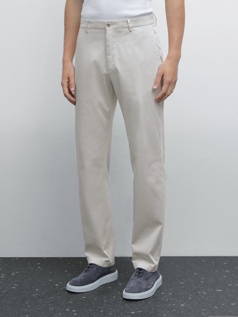 Брюки из хлопкового смесового материала slim fit