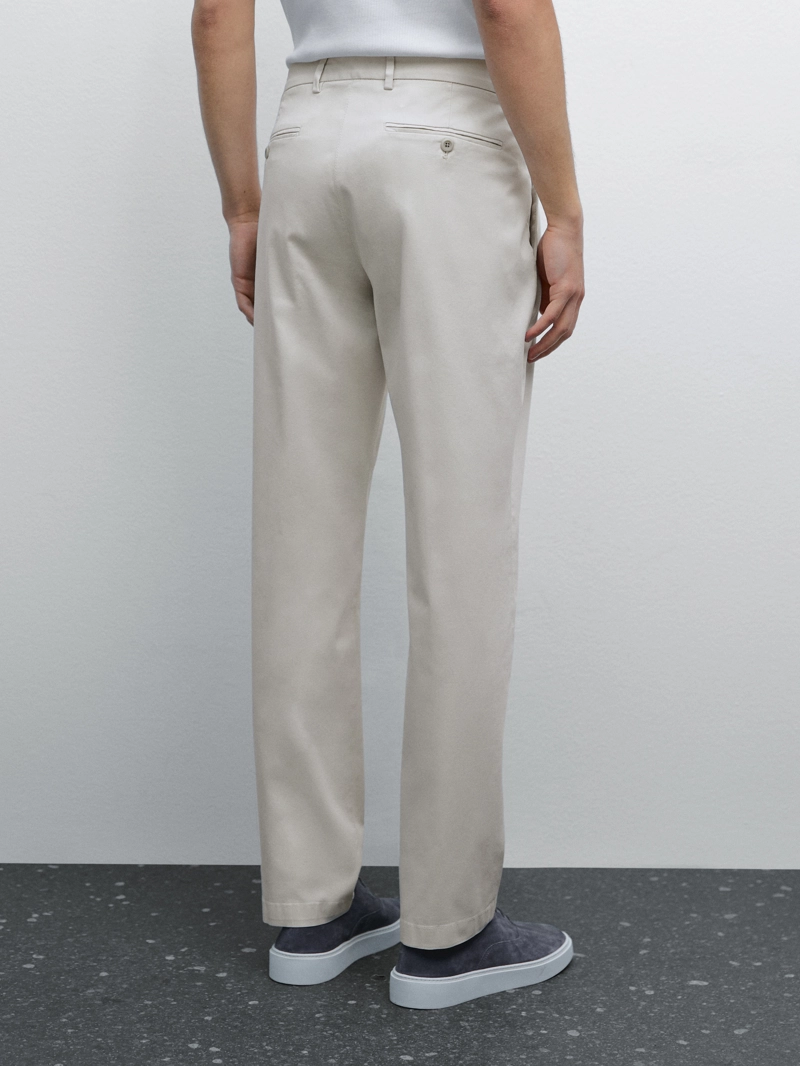Брюки из хлопкового смесового материала slim fit