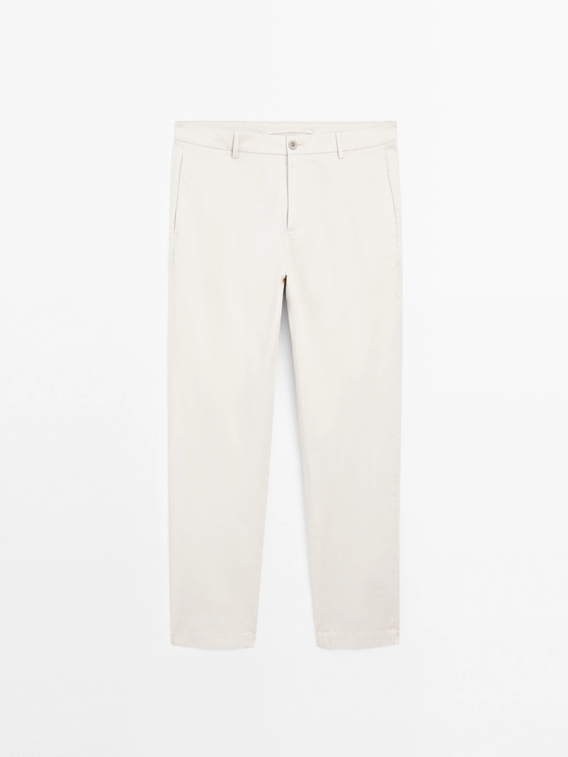 Брюки из хлопкового смесового материала slim fit