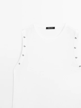 Купить Massimo Dutti Футболка с круглым вырезом и деталями на люверсах