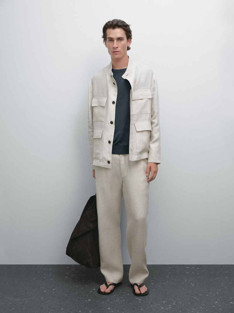 Льняные брюки total look
