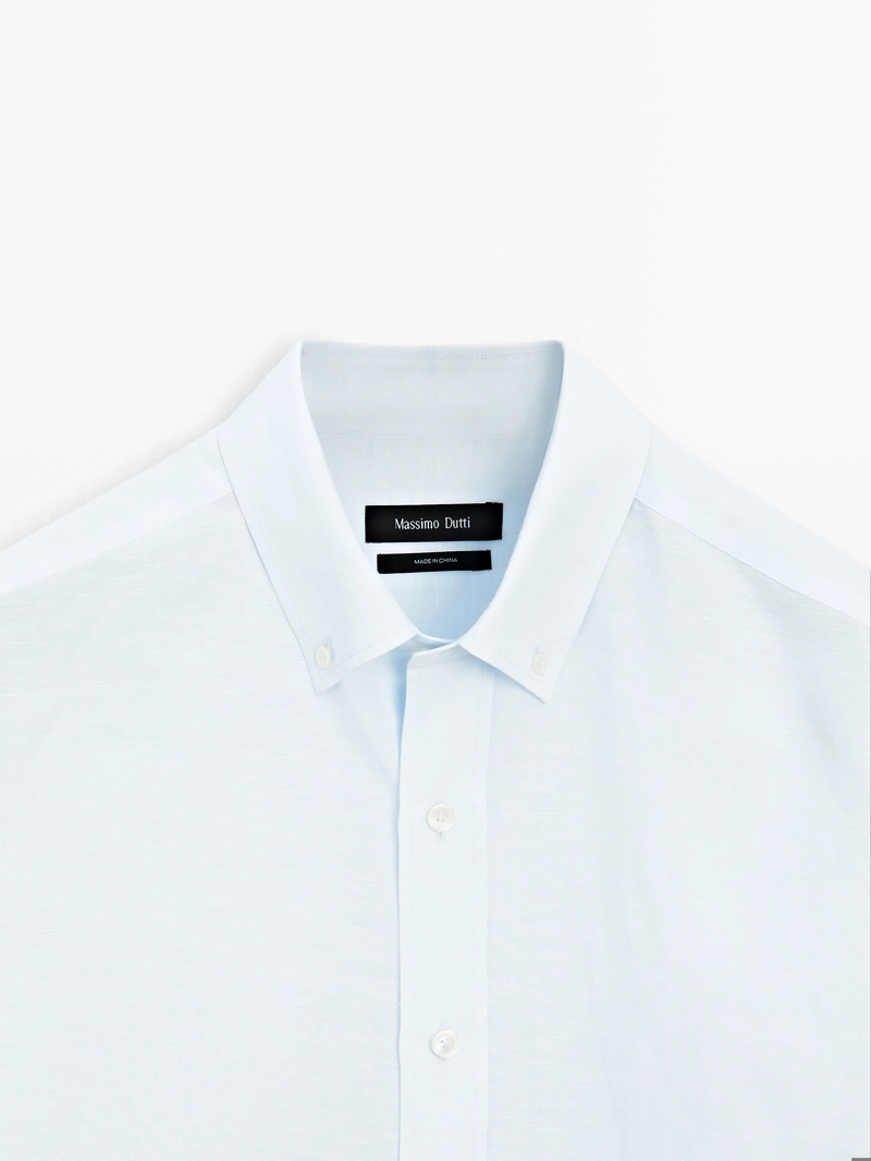 Рубашка с льном regular fit