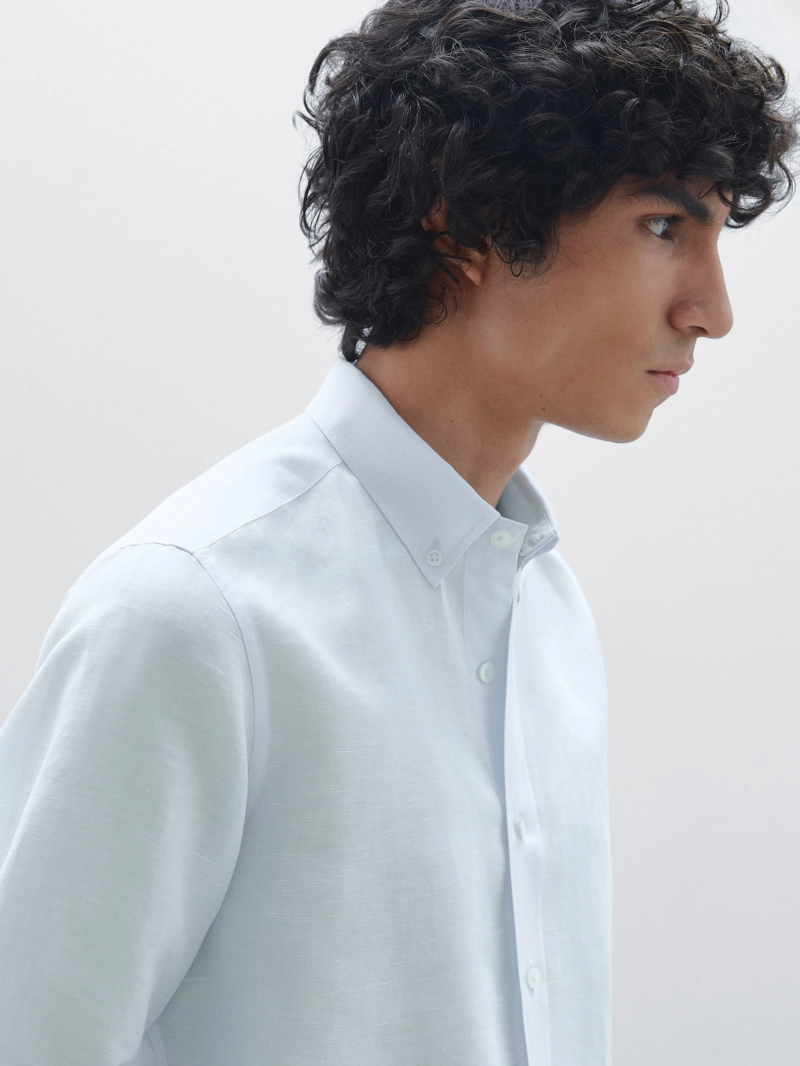 Рубашка с льном regular fit