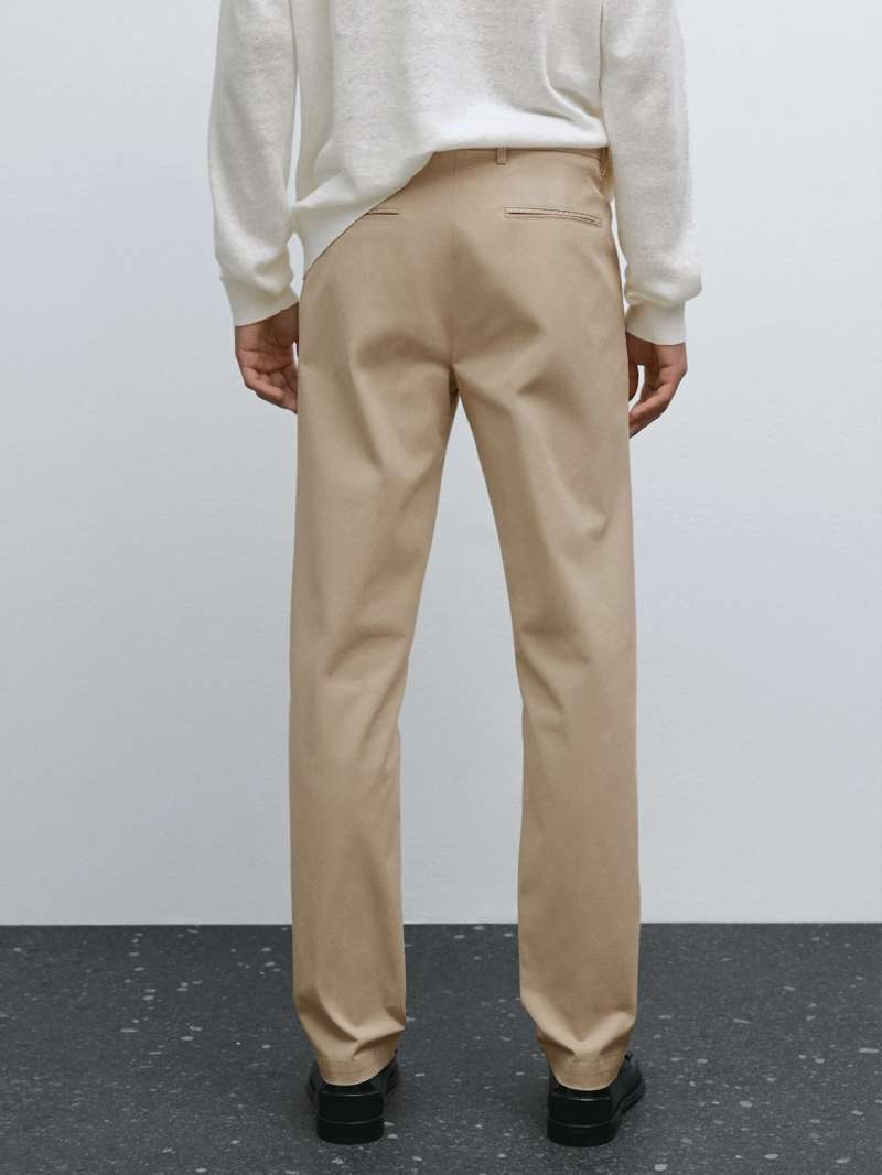 Хлопковые брюки slim fit из смесовой ткани