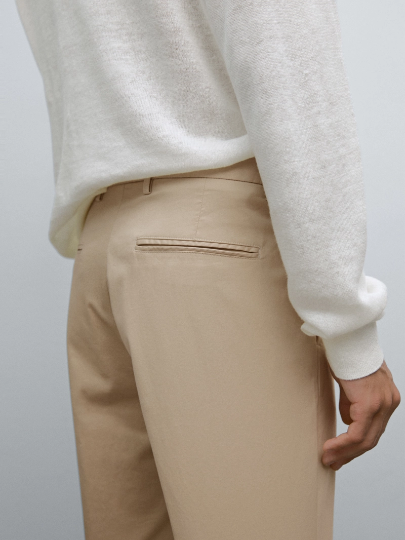 Хлопковые брюки slim fit из смесовой ткани