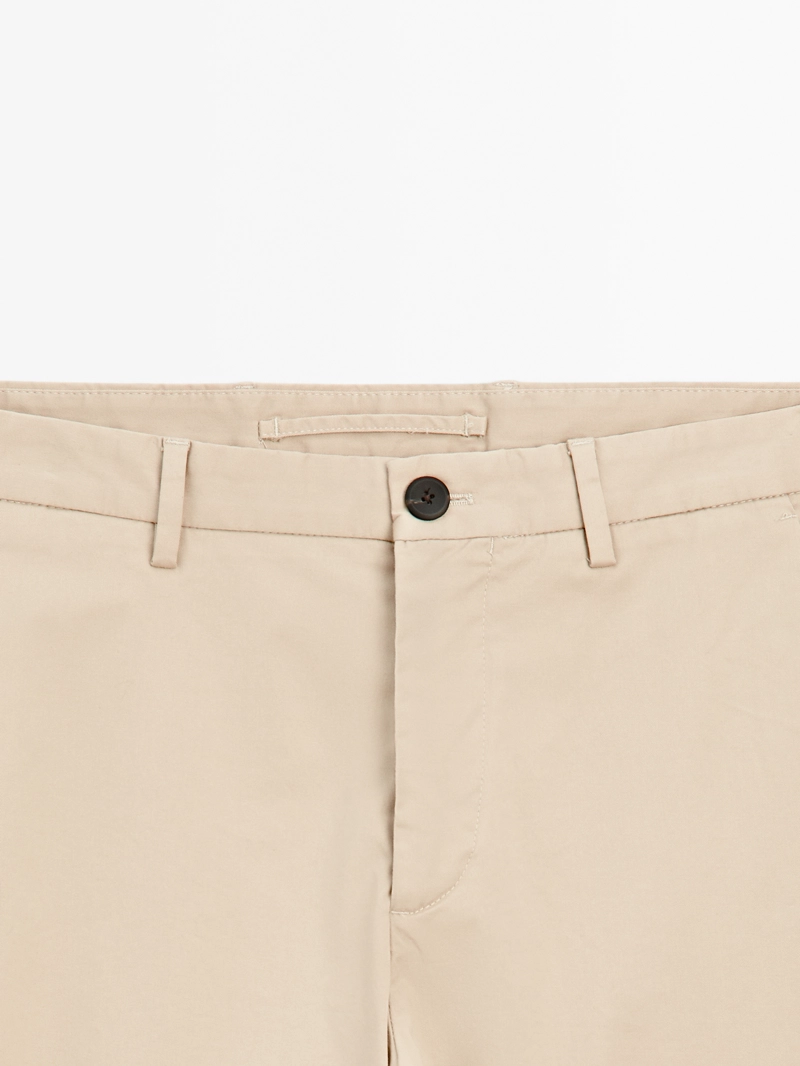 Хлопковые брюки slim fit из смесовой ткани