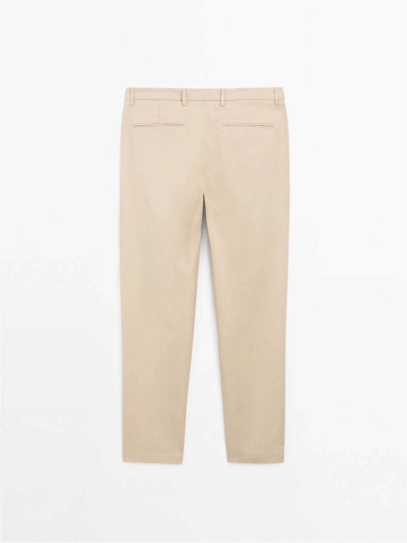 Хлопковые брюки slim fit из смесовой ткани