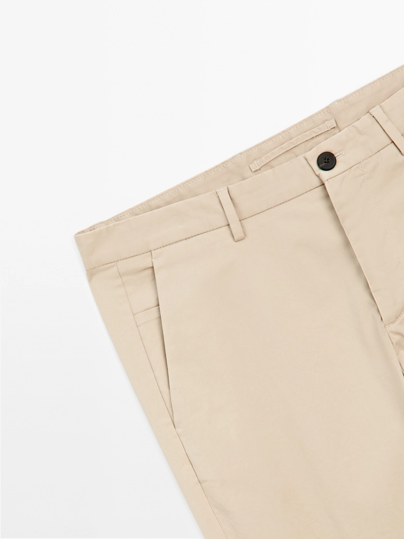 Хлопковые брюки slim fit из смесовой ткани