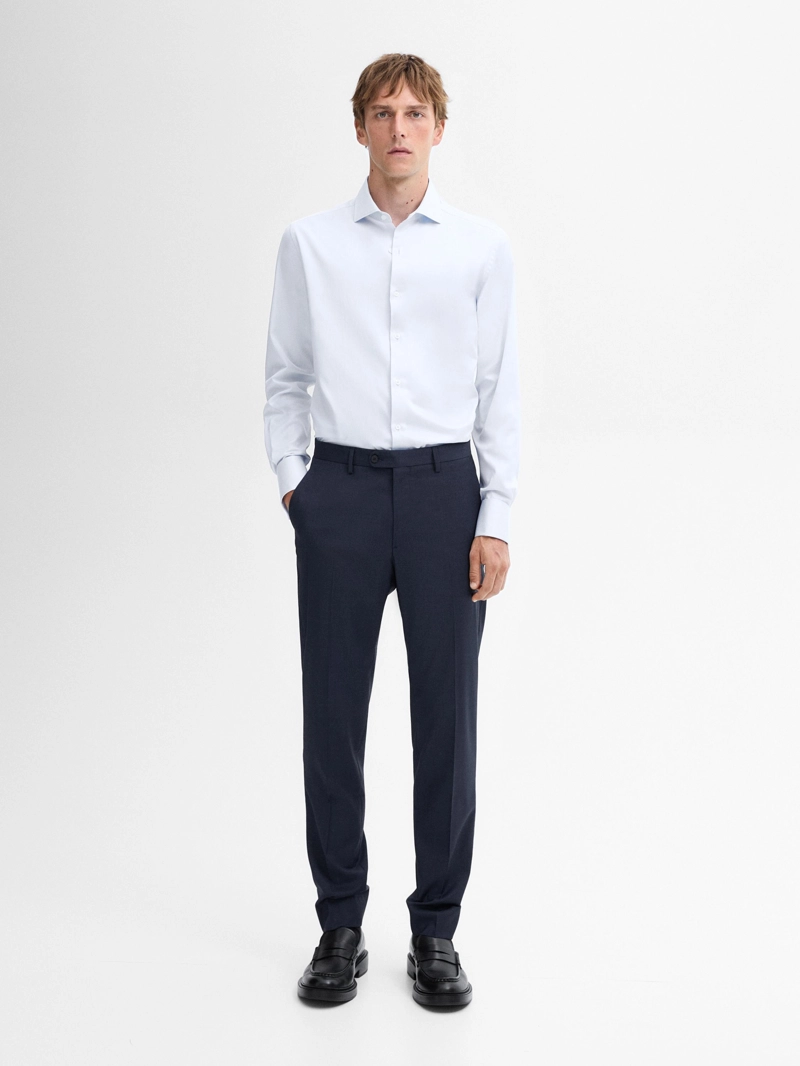 Рубашка slim fit с двойной манжетой из хлопка