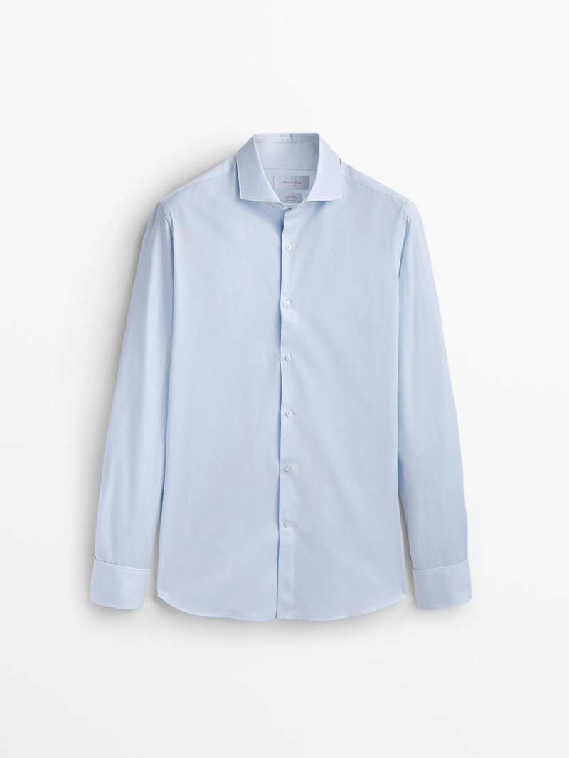Рубашка slim fit с двойной манжетой из хлопка