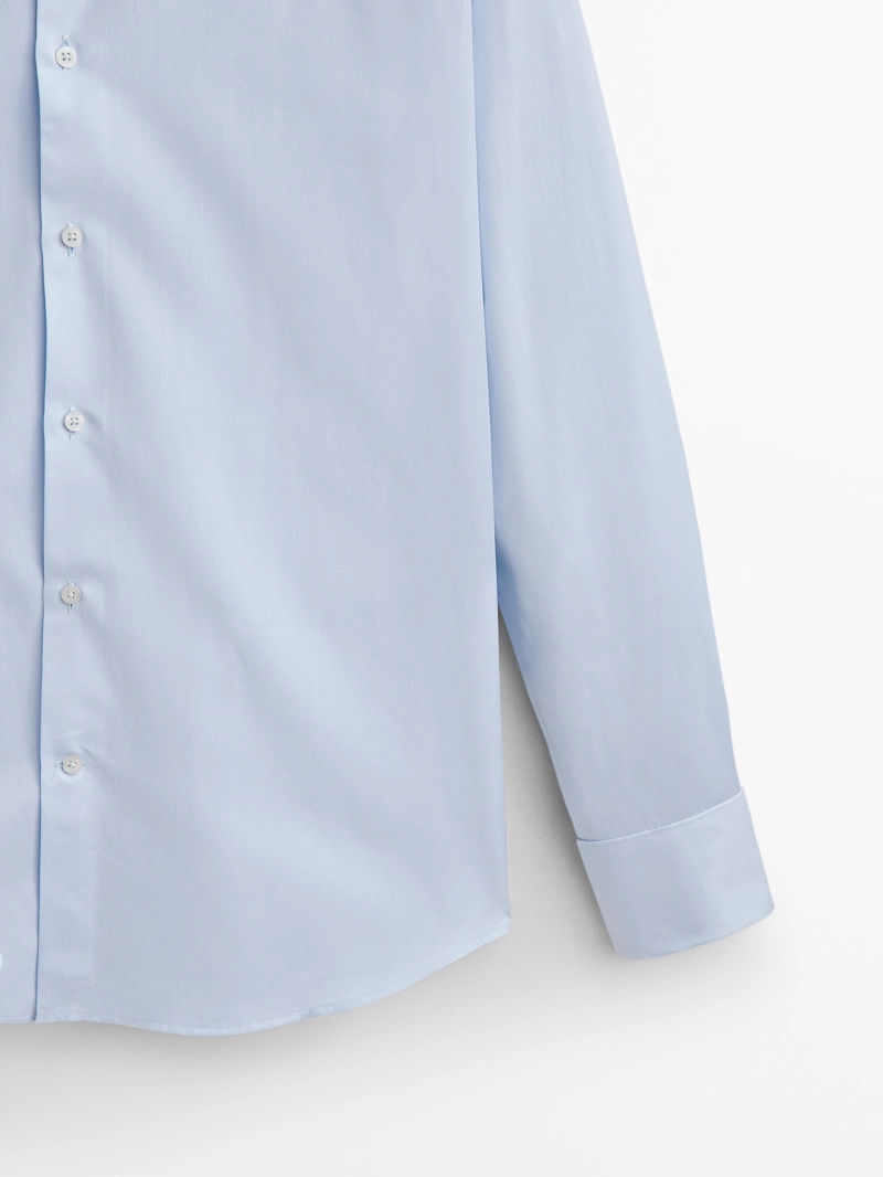Рубашка slim fit с двойной манжетой из хлопка