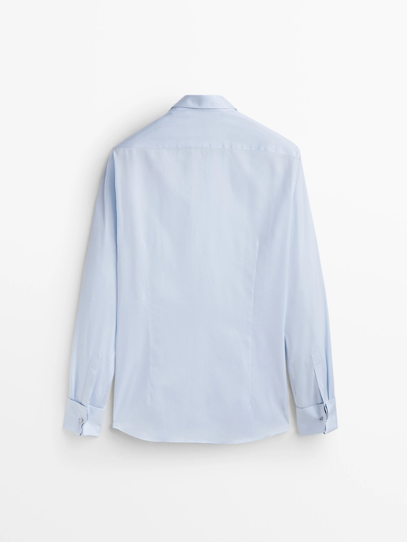 Рубашка slim fit с двойной манжетой из хлопка