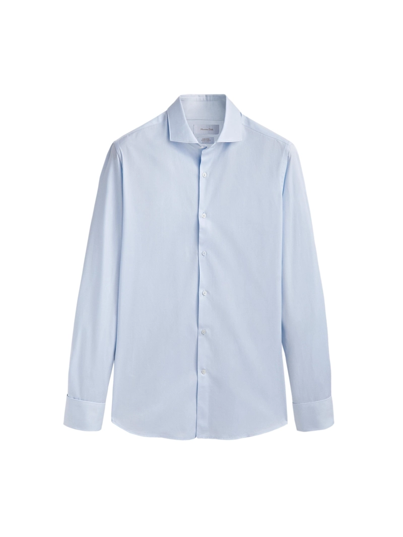 Рубашка slim fit с двойной манжетой из хлопка