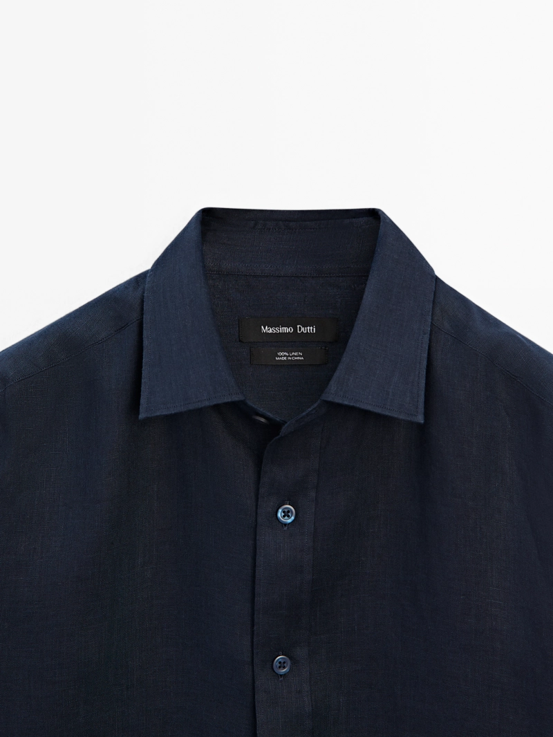 Рубашка slim fit из 100% льна