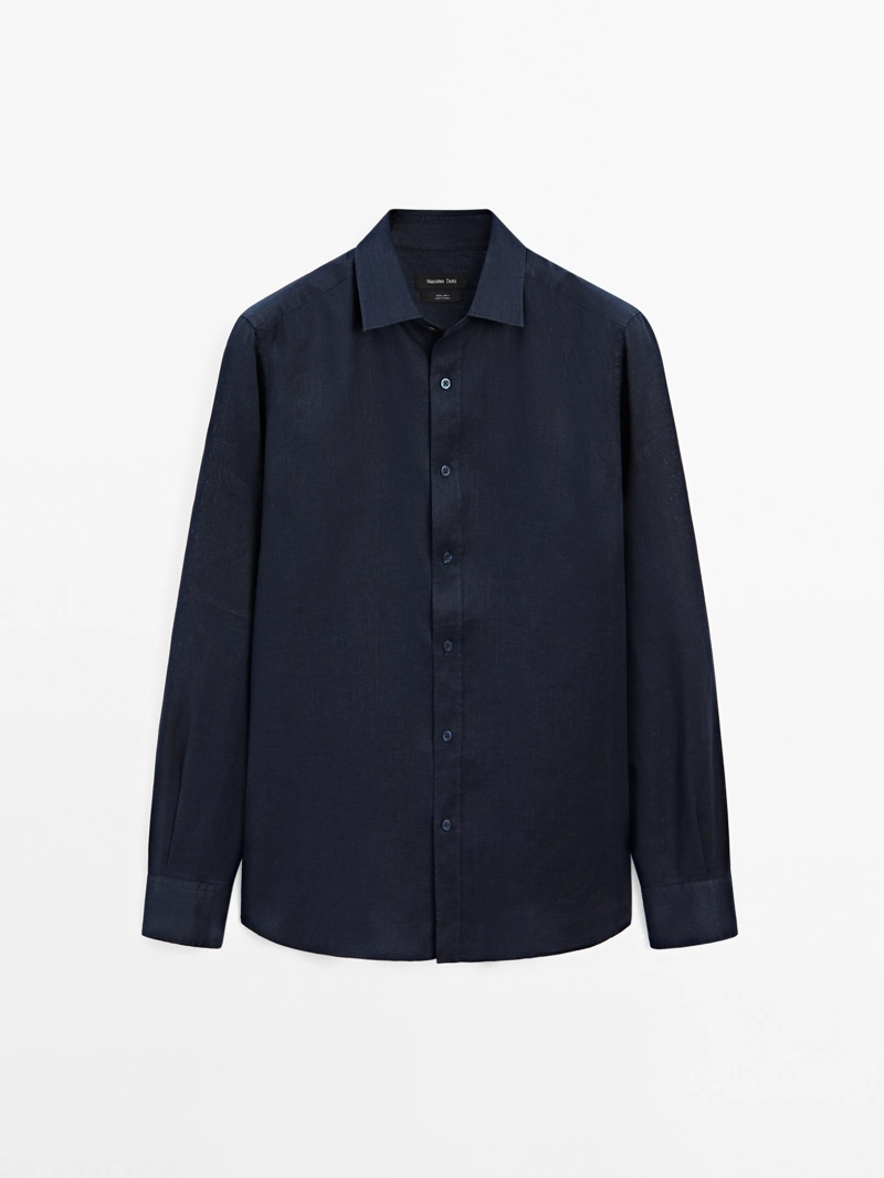 Рубашка slim fit из 100% льна