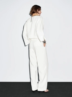 Брюки прямого покроя из 100% льна- Заказать в России