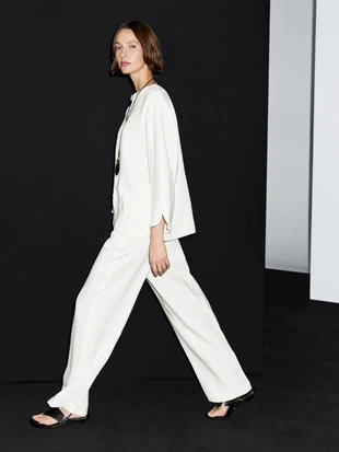 Брюки прямого покроя из 100% льна- Заказать в России