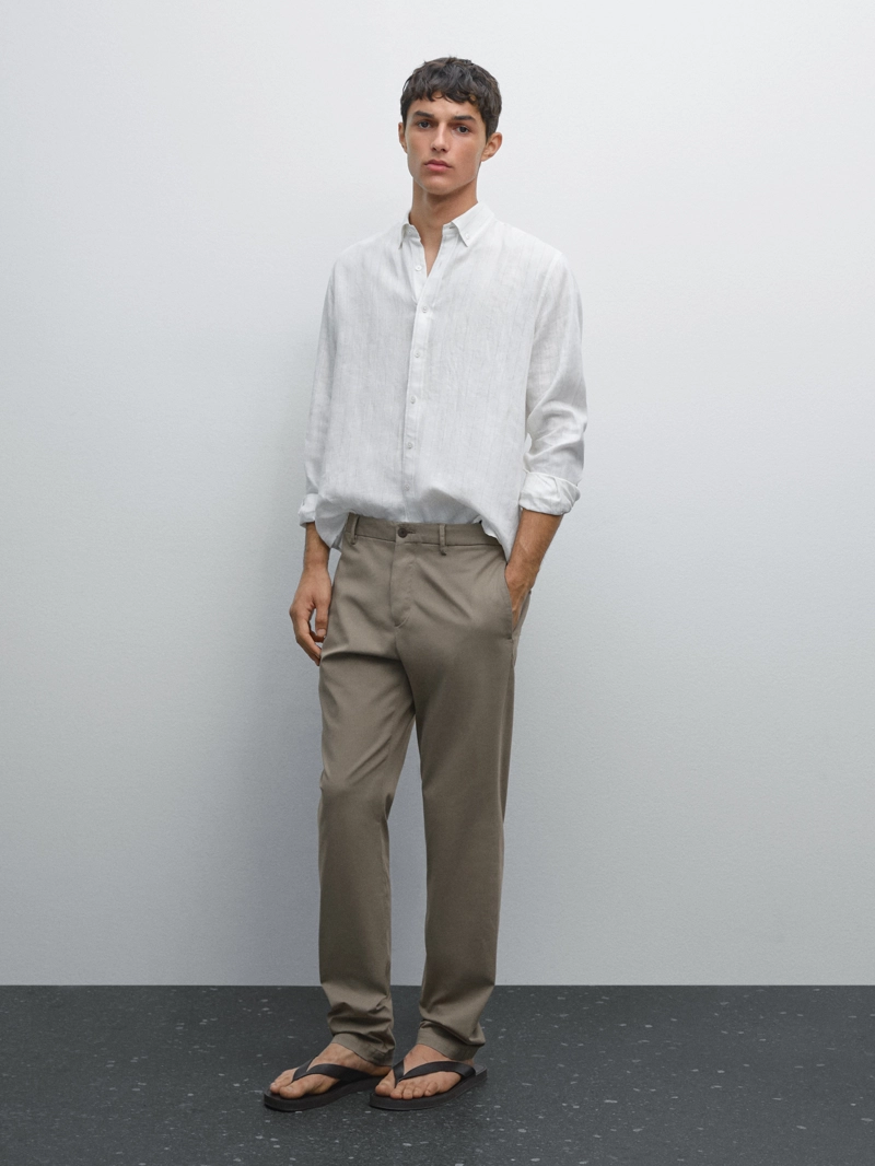 Брюки slim fit с текстурой