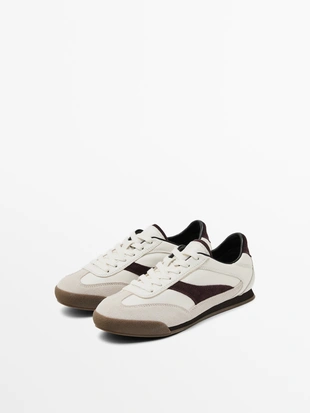 Кроссовки из кожи с контрастными вставками- Заказать в России