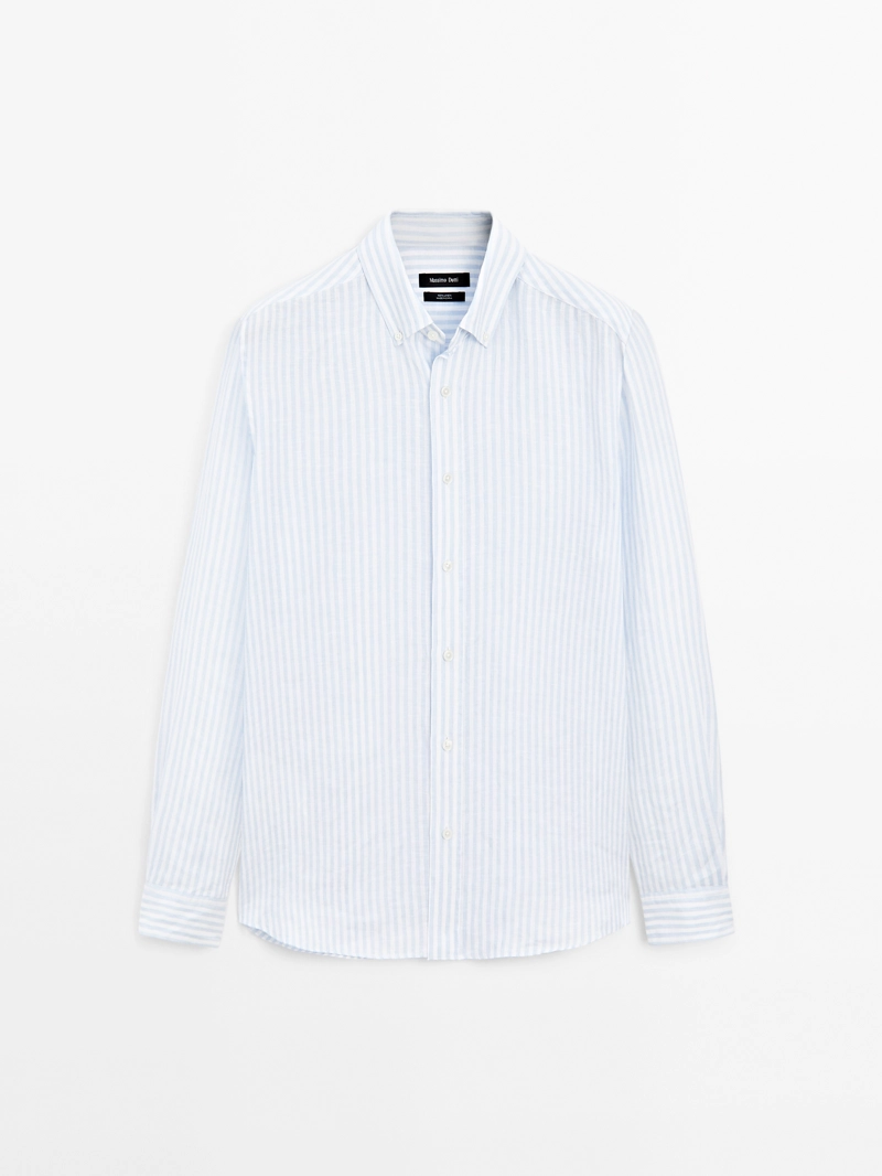 Рубашка из 100% льна с утонченным кроем slim fit