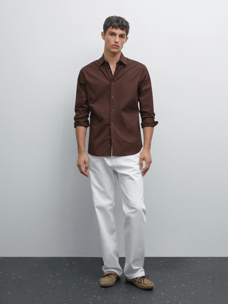 Рубашка slim fit из растяжимого материала