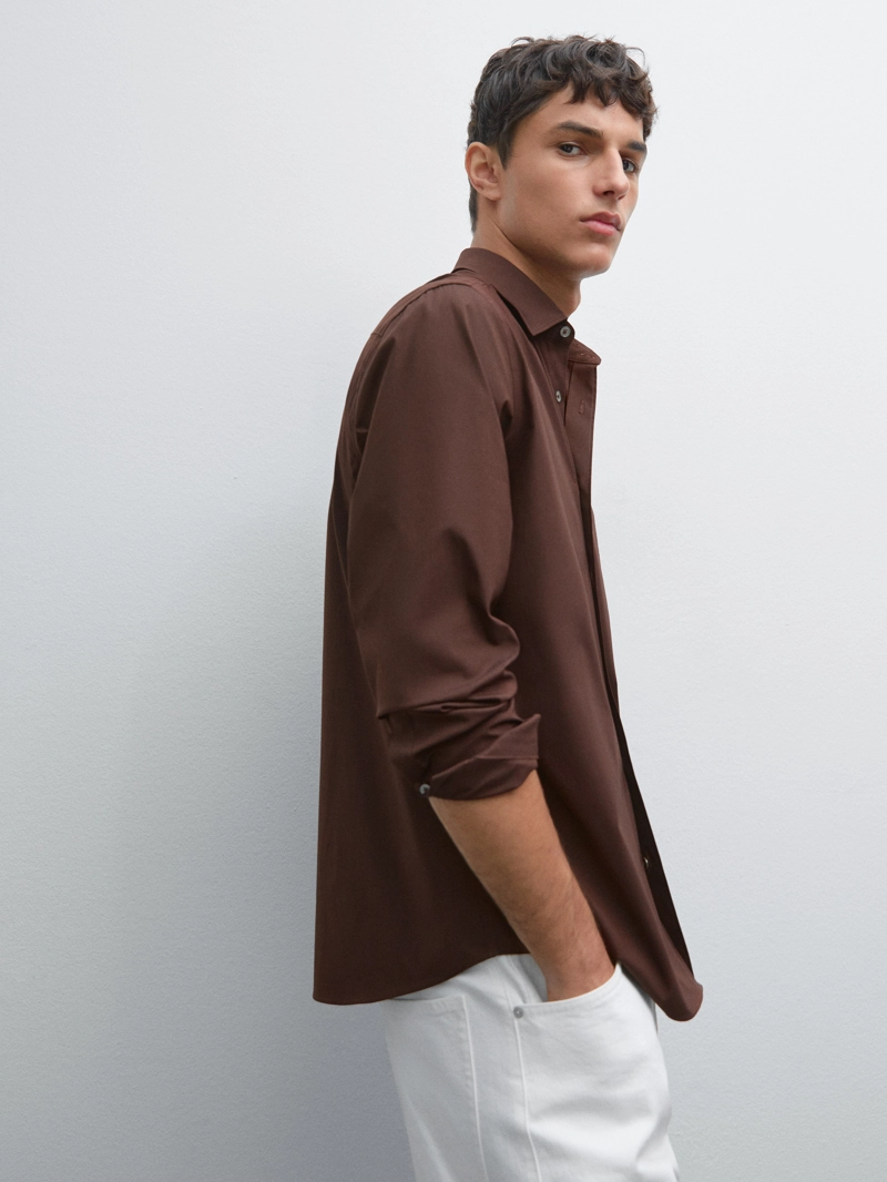Рубашка slim fit из растяжимого материала